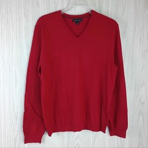 Banana Republic Red V- neck large sweater 100% Merino Wool golf sport wear